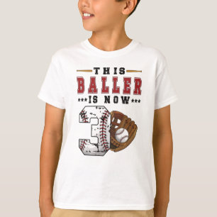 Camiseta Jogador de beisebol dotado de aniversário de 3 an