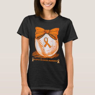 Camiseta Jogador de Beisebol Fita Laranja Esclerose Múltipl