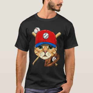 Camiseta Jogador de beisebol Gato Batedor Arremessador Apan