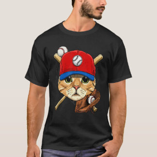 Camiseta Jogador de beisebol Gato Batedor Arremessador Apan