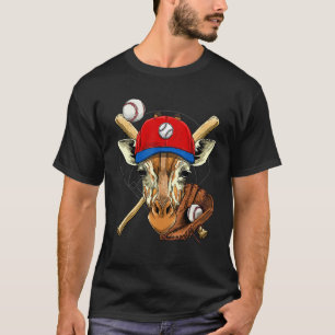 Camiseta Jogador de beisebol Girafa Receptor Arremessador d