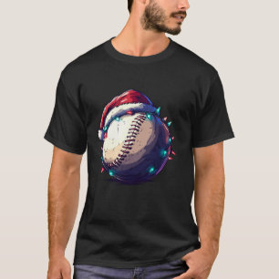 Camiseta Jogador de beisebol Luzes de Natal Papai Noel me l