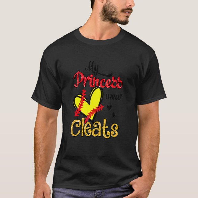Camiseta Jogador de beisebol Minha Princesa Veste Limpa Sof (Frente)