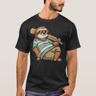 Camiseta Jogador de Beisebol Preguiçoso Sloth Vibrações de