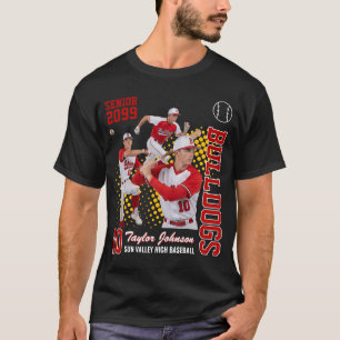 Camiseta Jogador de Beisebol Sênior Colagem de Fotos Person