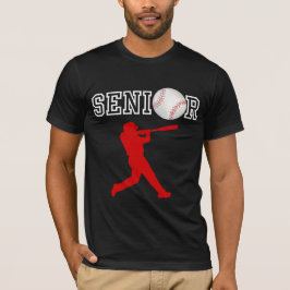 Camiseta Jogador de Beisebol Sênior com Silhueta Vermelha