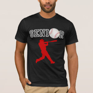 Camiseta Jogador de Beisebol Sênior com Silhueta Vermelha