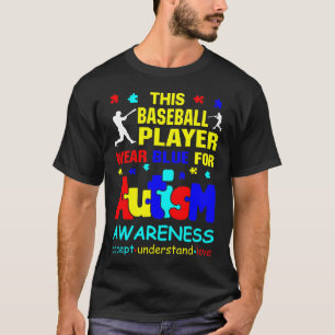 Camiseta Jogador de beisebol Veste Azul para Sensibilizaç
