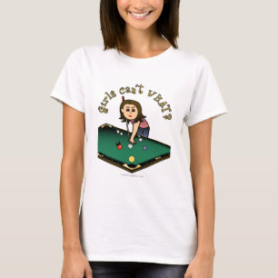 Camiseta Jogador de Bilhar das Mulheres Claro