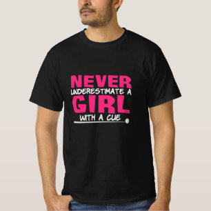 Camiseta Jogador de Bilhar   Garota de Bilhar com um Taco
