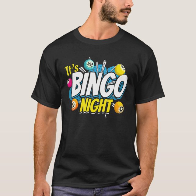 Camiseta Jogador de Bingo Jogando Lottery Bingo Night Lotto (Frente)