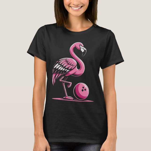 Camiseta Jogador de Boliche Flamingo Bowler (Frente)