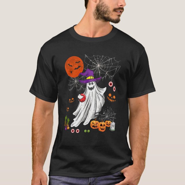 Camiseta Jogador de Boliches de bruxas do Halloween Boo Gho (Frente)