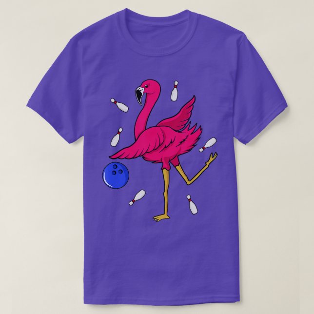 Camiseta Jogador de Boliches Engraçado Flamingo Legal, rosa (Frente do Design)