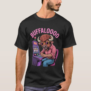 Camiseta Jogador de Caça-níqueis de Bisão Engraçado Retro B