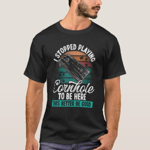 Camiseta Jogador de Cornhole Parou de estar aqui Lançando C