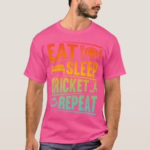 Camiseta Jogador de Críquete Coma Críquete do Sono Repetir