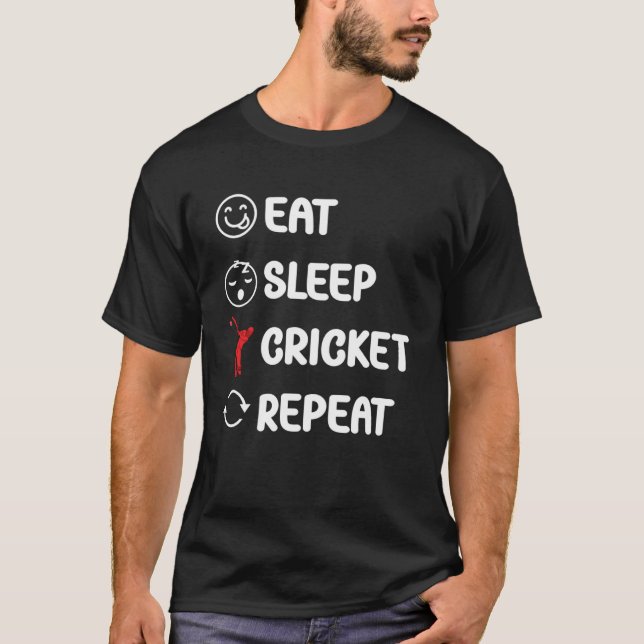 Camiseta Jogador de críquete Coma roupas de críquete para d (Frente)