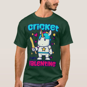 Camiseta Jogador de Críquete Meu Namorados Unicorn