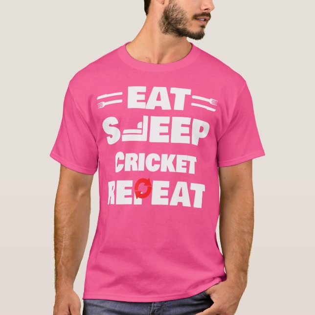 Camiseta Jogador de críquete Repita o Cricket do Sleep (Frente)