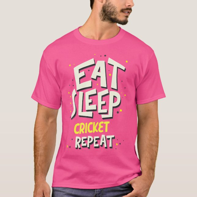 Camiseta Jogador de críquete Repita o Cricket do Sleep (Frente)