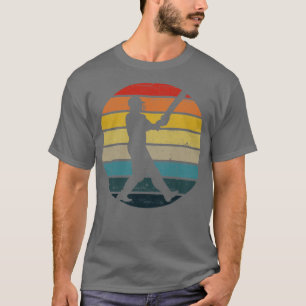 Camiseta Jogador De Críquete Silhueta Em Um Retro Su Afasta