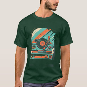 Camiseta Jogador de Design de Vinil de Áudio Vintage Turnta