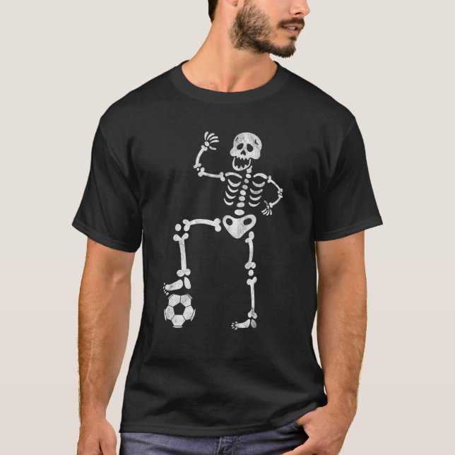 Camiseta Jogador de Esporte do Halloween de Futebol do Skel (Frente)