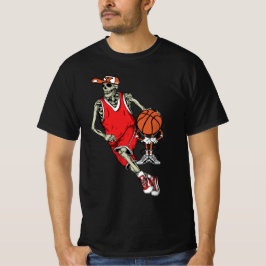 Camiseta Jogador de esqueleto de basquete, treinador de tre