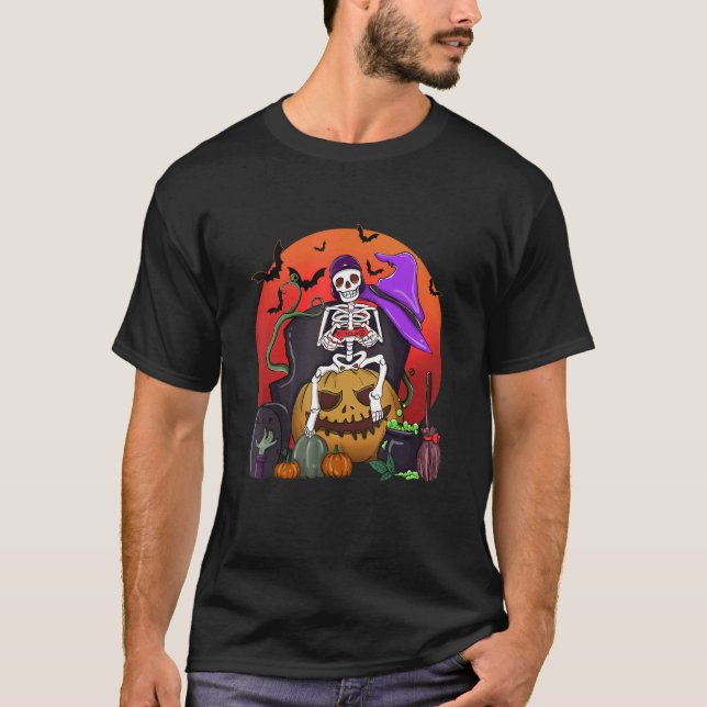 Camiseta Jogador De Esqueleto Halloween Com Gravador De Con (Frente)