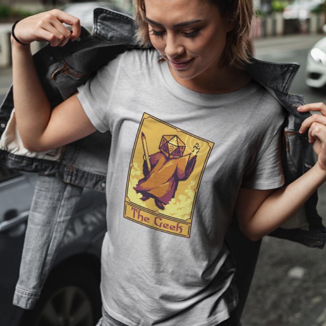 Camiseta Jogador de Função de Placa Tarot Pixel (Criador carregado)