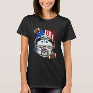 Camiseta Jogador de Futebol Americano Rosto de Cachorro Hus