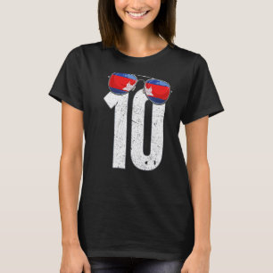 Camiseta Jogador de futebol cambojano número 10: Bandeira d