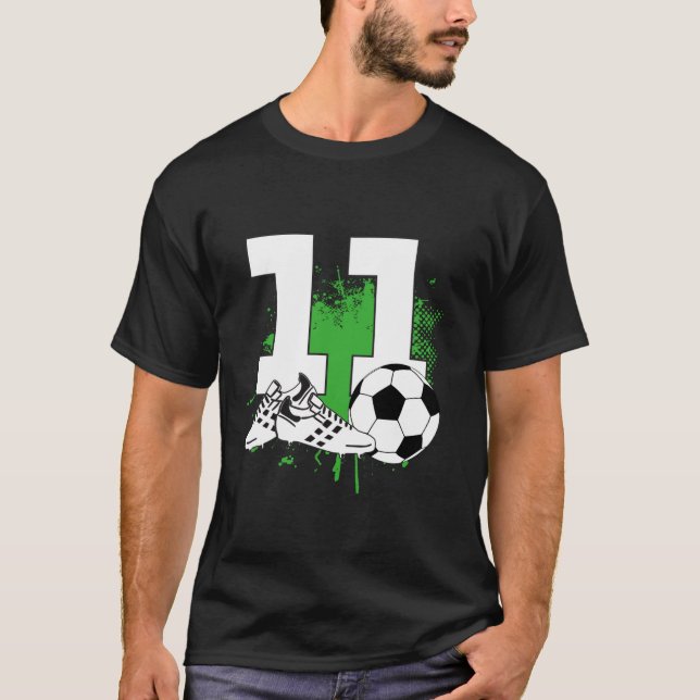 Camiseta Jogador De Futebol De 11 Birthday Boys 11 Anos (Frente)