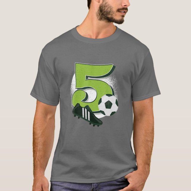 Camiseta Jogador de futebol de 5 Birthda, 5 anos, bonito (Frente)