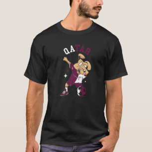 Camiseta Jogador de futebol do Qatar Dabbing Dog Qatari T