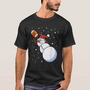 Camiseta Jogador de futebol do Santa Hat Homens do Snowman