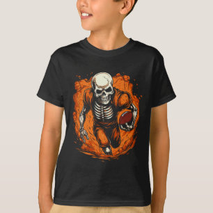 Camiseta Jogador de futebol do Skeleton no Halloween Spooky