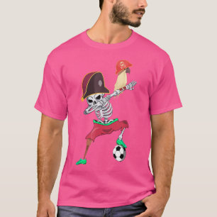 Camiseta Jogador de Futebol do Skeleton Pirate Dab Dabbing