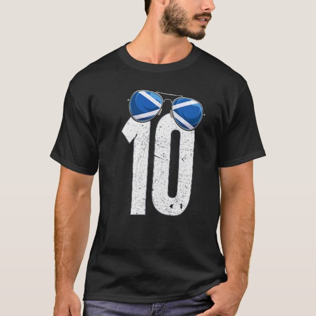 Camiseta Jogador de futebol escocês número 10, bandeira esc (Frente)