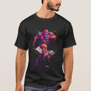 Camiseta Jogador de Futebol Gorila Arte Tinta Salpico