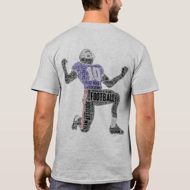 Camiseta Jogador de futebol Helmet Word Art Team Frente de  (Verso)