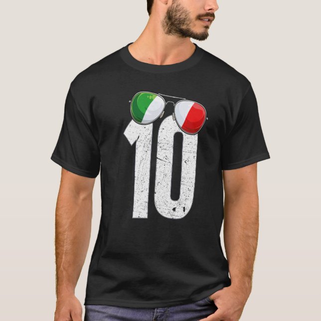 Camiseta Jogador de futebol italiano nº 10 Bandeira italian (Frente)