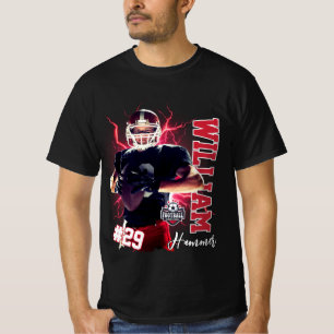 Camiseta Jogador de Futebol Preto Vermelho Nome e Foto Pers