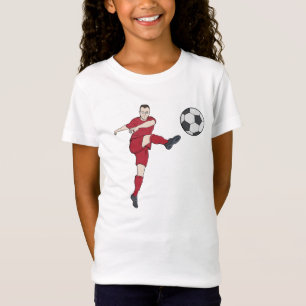Camiseta Jogador de Futebol Retrô Chutando Bola Ação de Vol