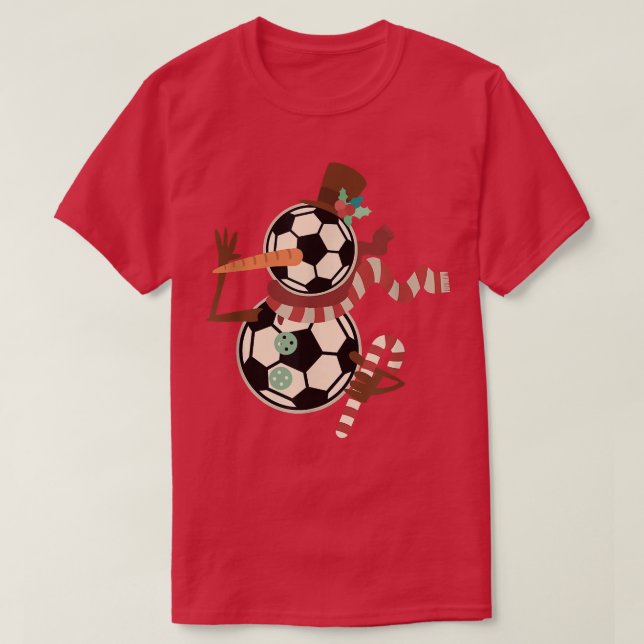 Camiseta Jogador de futebol Snowman Xmas Pijama de Natal S (Frente do Design)