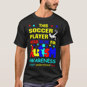 Camiseta Jogador de futebol Veste Azul para Sensibilizaçã