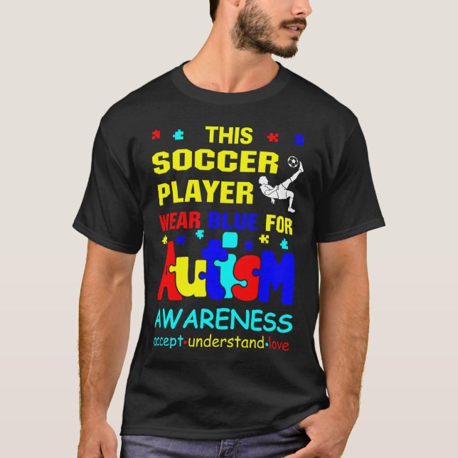Camiseta Jogador de futebol Veste Azul para Sensibilização  (Frente)