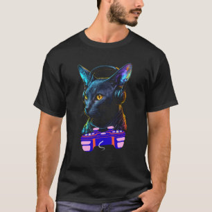 Camiseta Jogador de Gato Korat Gamer Vídeo Animal Homens Cr