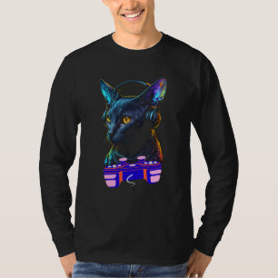 Camiseta Jogador de Gato Korat Gamer Vídeo Animal Homens Cr